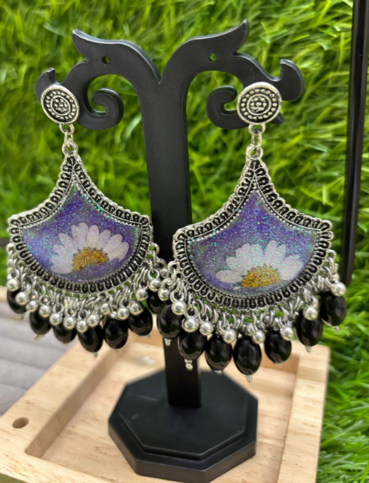 Resin Floral Theme Jhumka – Real Dried Flower Collection
